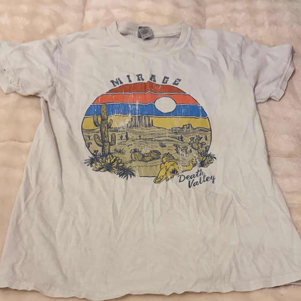 Gildan White Kids Desert Graphic Tee with Red Blue Yellow Accents